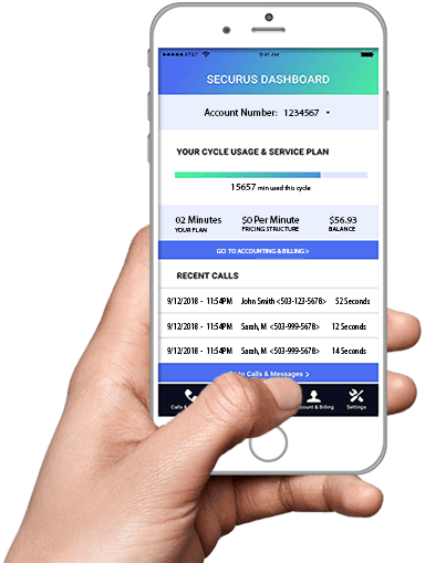 Securus Dashboard through the Securus Contact Systems App